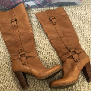 Brown leather boots